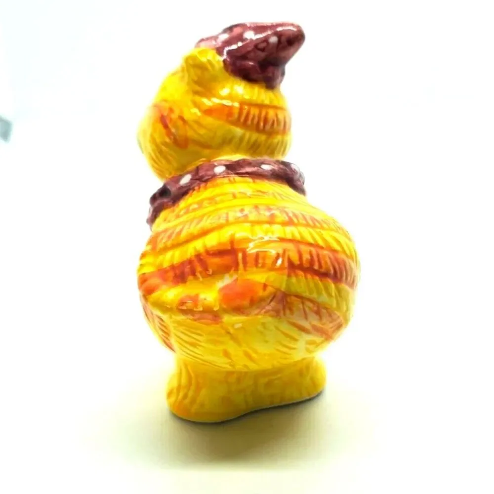 Vintage Yellow Cat Figurine | Retro Hand Painted Kitten Decor Salt Shaker